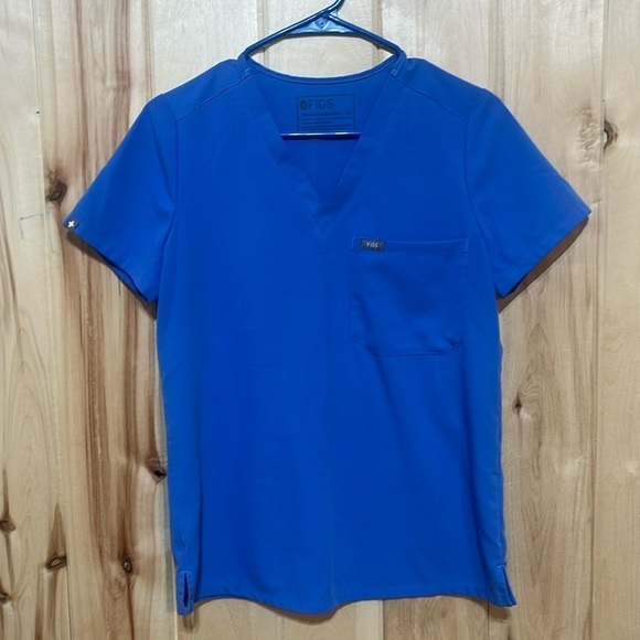 Figs Tops - Figs‎ Technical Collection Blue V-Neck Scrub Top Size XS